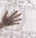 Cortinas transparentes con ojales para colgar Cortinas blancas con motivos florales bordados Cortinas florales bordadas Cortinas de tul de lujo 260 x 140 cm 3