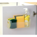 Coș de depozitare pentru perete 25,5 x 8,5 x 9,5 cm Organizator din plastic PP pentru ușile dulapurilor de bucătărie Suport practic pentru bureți și produse de curățare 4