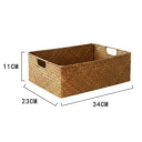 Coș din iarbă de mare 34 x 23 x 11 cm Coș de depozitare natural cu mânere Coș decorativ împletit manual pentru acasă 3