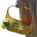 Coș din răchită țesut manual 37 x 29 cm coș de fructe și pâine de culoare bej deschis cu mânere pentru transport și servire 3