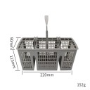 Coș pentru tacâmuri pentru mașina de spălat 22 x 11,5 x 9 cm cu mânere detașabile, universal, suport de rezervă pentru tacâmuri din plastic rezistent 2