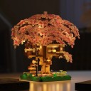 Costruzione della casa sull'albero Sakura Corona fiorita rosa con una casa tra i rami e un giardino decorativo modello creativo 5