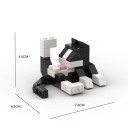 Costruzione gatto bianco e nero 7,6 × 6,5 × 4,6 cm modello in plastica da 62 pezzi con posizione regolabile 2