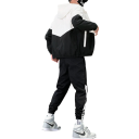 Costum bărbați cu pantaloni de trening cu șnur, jachetă cu glugă cu fermoar și buzunare, poliester 5