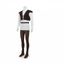 Costum Complet Shrek pentru Adulți cu Vestă, Tricou, Pantaloni, Cintură, Năsturi pentru Pantofi și Căciulă cu Urechi din Poliester Maro, Alb 5