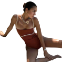 Costum de baie dintr-o singură piesă pentru femei, cu bretele subțiri și garnitură contrastantă Croială elegantă spate brazilian Stil de vară pentru plajă și piscină 6