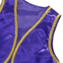 Costum de copil prinț arab Vesta de jeans aurie pentru băieți Vesta deschisă cu margine aurie Cosplay petrecere și costum de Halloween din poliester 5