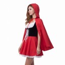 Costum de damă Căpcăunul Roșu Rochie cu șnur și dantelă Pelerină cu glugă Poliester și elastan Roșu cu negru și alb Pentru carnaval 8