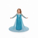 Costum de fetiță prințesă de gheață Rochie lungă cu trenă și paiete Mâneci lungi transparente Poliester Albastru Pentru carnaval și petrecerea 3