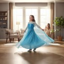 Costum de fetiță prințesă de gheață Rochie lungă cu trenă și paiete Mâneci lungi transparente Poliester Albastru Pentru carnaval și petrecerea 4