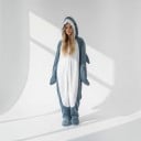 Costum de Rechin pentru Adulți, Costum Complet cu Glugă, Cap de Rechin cu Dinți din Poliester și Elastan pentru Carnaval și Halloween 5
