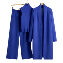 Costum de seară pentru femei cu pantaloni, top cu guler înalt și decolteu rotund, palton lung, mărime universală, uni, poliester, viscoză 2