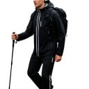 Costum impermeabil pentru motocicletă, jachetă cu glugă și pantaloni unisex, material PU și TPU, negru cu dungi albe, pelerină de motociclist 6