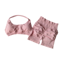 Costum sportiv de damă cu pantaloni scurți și sutien sport, într-o singură culoare, nylon, spandex, confortabil și stilat pentru fitness și exerciții 11