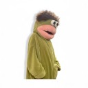 Costume da Adulto Pigiama di Peluche con Cappuccio a Forma di Testa di Mostro con Occhi, Labbra e Capelli Costume in Flanella per Carnevale 7