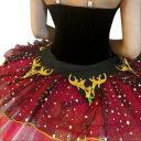 Costume da balletto donna con ricamo in pizzo e strass, elastan, nero-rosso, ideale per balletto classico e spettacoli di danza 5