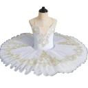 Costume da balletto per ragazze con ricamo floreale e corpino a contrasto, gonna in tulle, acetamide e chiffon per balletto classico e competizioni 2