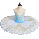 Costume da balletto per ragazze con ricamo floreale e corpino a contrasto, gonna in tulle, acetamide e chiffon per balletto classico e competizioni 3