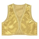 Costume da bambino principe arabo Gilet in denim dorato per ragazzi Gilet aperto con bordi dorati Costume cosplay per feste e Halloween 13