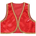 Costume da bambino principe arabo Gilet in denim dorato per ragazzi Gilet aperto con bordi dorati Costume cosplay per feste e Halloween 16