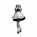 Costume da cameriera per adulti Abito nero con grembiule bianco arricciato Collare e polsini pelosi Poliestere Nero e bianco Per cosplay e feste 2