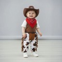 Costume da cowboy per bambini con cappello e fazzoletto Pantaloni con motivo a mucca e frange Cotone Marrone e bianco Per carnevale 3