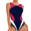 Costume de baie întreg pentru femei cu bretele late, decolteu în O, dungi, Spandex, Nylon, costume de baie elastice sport și elegante 5