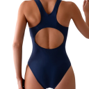 Costume de baie întreg pentru femei cu bretele late, decolteu în O, dungi, Spandex, Poliester, costume de baie elastice 3