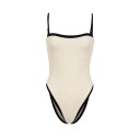 Costume de baie pentru femei, model întreg, uni, decolteu în V, bretele subțiri, poliester, spandex, material elastic, costume de baie de vară pentru plajă 2