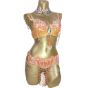 Costume de danse orientale pour femme avec pierres, perles et franges, soutien-gorge, ceinture et collier pour spectacles de danse et carnaval 3