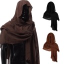 Costume de pirate médiéval rétro pour homme avec capuche vert noir manteau enroulé de style renaissance costume d'Halloween en simili cuir 1