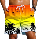 Costumi da bagno da uomo con pantaloni corti Design arcobaleno Stampa di palme Cintura regolabile in vita Poliestere ad asciugatura rapida Per nuoto estivo spiaggia piscina 5