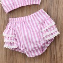 Costumi da bagno due pezzi per bambine - Rosa e bianco 3