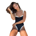 Costumi da bagno interi da donna Design monocolore Scollo a V Poliestere Materiale ad asciugatura rapida Moda estiva da spiaggia 1