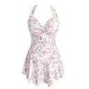 Costumi da bagno interi da donna floreali con spalline sottili scollatura a V con apertura sul petto in poliestere ed elastan moda estiva 3
