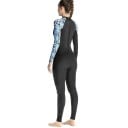 Costumi interi da donna 3 mm con maniche lunghe e zip sulla schiena per nuoto, surf e immersioni, neri con stampa blu di foglie 2