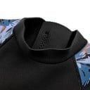 Costumi interi da donna 3 mm con maniche lunghe e zip sulla schiena per nuoto, surf e immersioni, neri con stampa blu di foglie 3