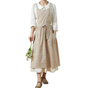 Cotton Linen Vintage Apron 98 x 88 cm Sleeveless Gardening Work Apron with Pockets Retro Style Kitchen Apron 5