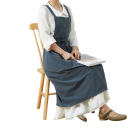 Cotton Linen Vintage Apron 98 x 88 cm Sleeveless Gardening Work Apron with Pockets Retro Style Kitchen Apron 9