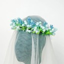 Couronne de fleurs des champs pour cheveux Taille universelle avec voile en tulle Fleurs et feuilles délicates Couronne de mariée naturelle 5