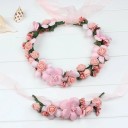 Couronne de fleurs pour cheveux Roses et fleurs pleines Composition naturelle élégante avec ruban à nouer Accessoire capillaire romantique 3