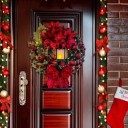 Couronne de Noël rouge 40 cm avec lampe décorative Décoration de Noël lumineuse Élégante décoration suspendue pour portes pour une atmosphère 2