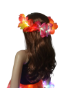 Couronne hawaïenne LED lumineuse avec fleurs bandeau 3 modes lumineux extensible sur élastique à piles décoration pour fête carnaval et célébrations 7