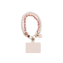 Courte sangle pour téléphone mobile au poignet Sangle en simili cuir tissée à la main Pendentif perlé et floral Attache de sécurité contre la perte 1