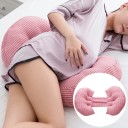 Coussin de Grossesse Multifonctionnel en Forme de U pour Dormir en Fibres de Bambou Coton Hauteur Réglable Design Respirant Coussin d'Allaitement Rose à Rayures Blanches 2