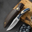 Couteau de camping 19 cm lame en acier inoxydable manche en bois étui en cuir couteau de plein air randonnée camping couteau de chasse en pleine nature 4