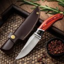 Couteau de camping 19 cm lame en acier inoxydable manche en bois étui en cuir couteau de plein air randonnée camping couteau de chasse en pleine nature 3