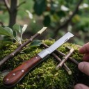 Couteau de greffage pliant à lame droite 16,5 cm Lame en acier inoxydable 3Cr13 et poignée en palissandre Marron Pour greffage et inoculation 3