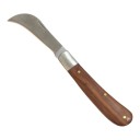 Couteau de greffage pliant à lame incurvée Couteau de jardin pour greffage et élagage Acier inoxydable Poignée en bois marron Pour arbres fruitiers 1