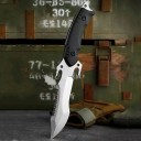Couteau de poche militaire en acier inoxydable 22,8 cm avec étui Lame combinée réversible Couteau de survie Outdoor Couteau tactique Camping 3
